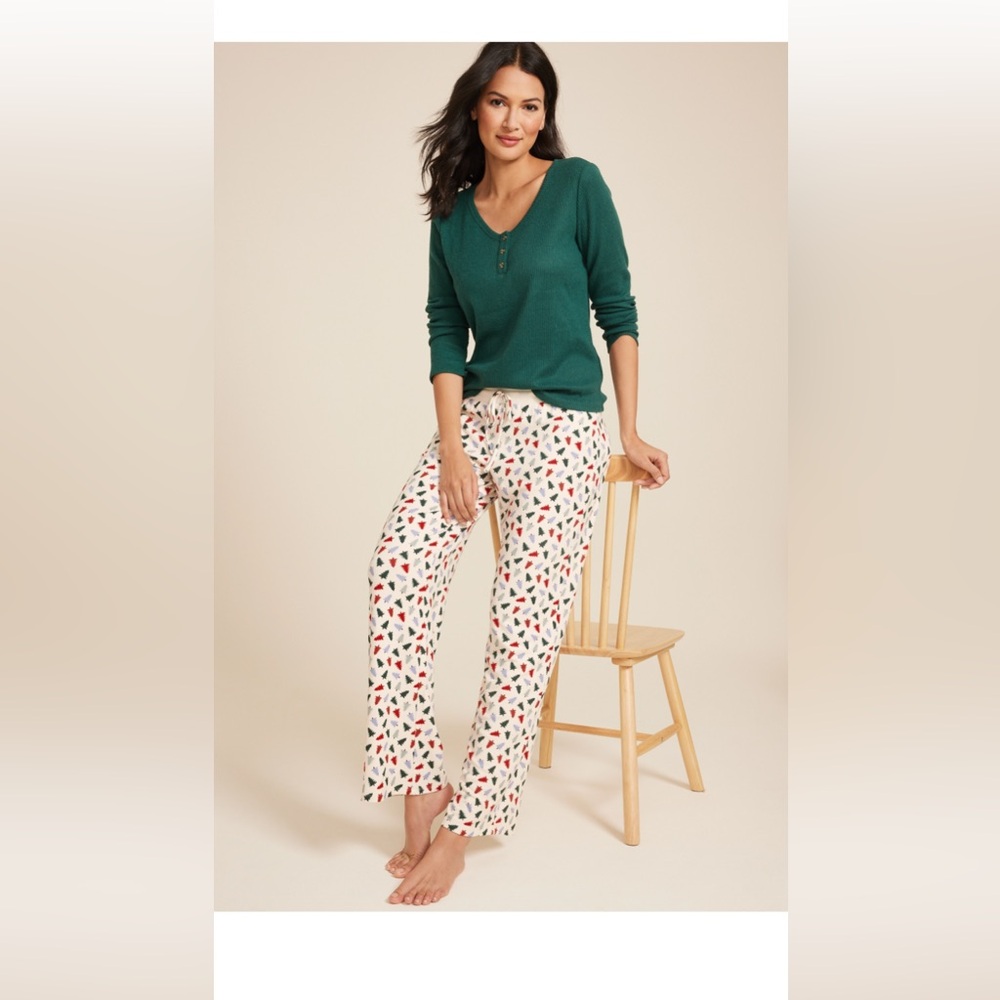Maurices Green Top and Multicolor Pajama Set